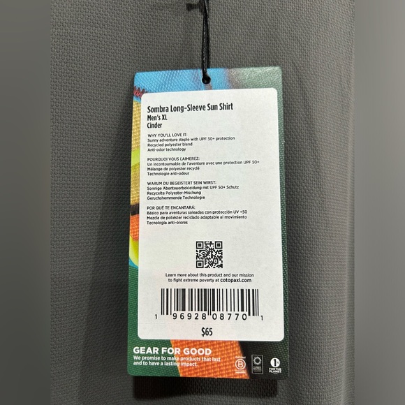 Cotopaxi Men's XL Sombra Long-Sleeve Sun Shirt Cinder Grey NWT UPF 50 - Picture 6 of 11